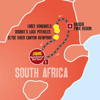 tourhub | Expat Explore Travel | Kruger Safari And The Panorama Route | Tour Map