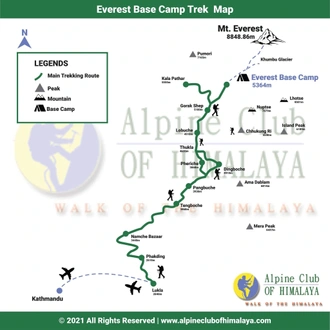 tourhub | Alpine Club of Himalaya | Everest Base Camp Fly Back By Helicopter - 12 Days | Tour Map