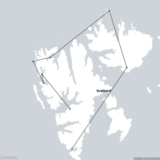 tourhub | HX Hurtigruten Expeditions | Circumnavigating Svalbard: The Ultimate Expedition | With extended stay in Longyearbyen | Tour Map