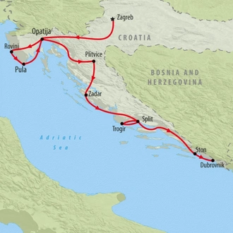 tourhub | On The Go Tours | Captivating Croatia - 9 days | Tour Map