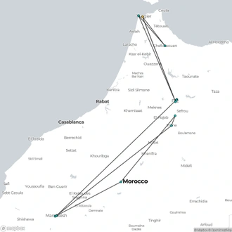 tourhub | Today Voyages | Imperial cities & blue pearl city from Tangier to Marrakesh XM25-08 | Tour Map