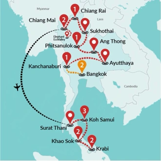 tourhub | Travel Talk Tours | Charming Thailand and Southern Coast | Tour Map