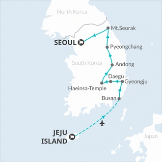 tourhub | Bamba Travel | South Korea Eastern Conquest 7D/6N | Tour Map