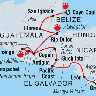 tourhub | Intrepid Travel | Nicaragua to Belize Discovery | Tour Map