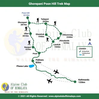 tourhub | Alpine Club of Himalaya | Ghorepani Poon Hill Trek - 5 Days | Tour Map