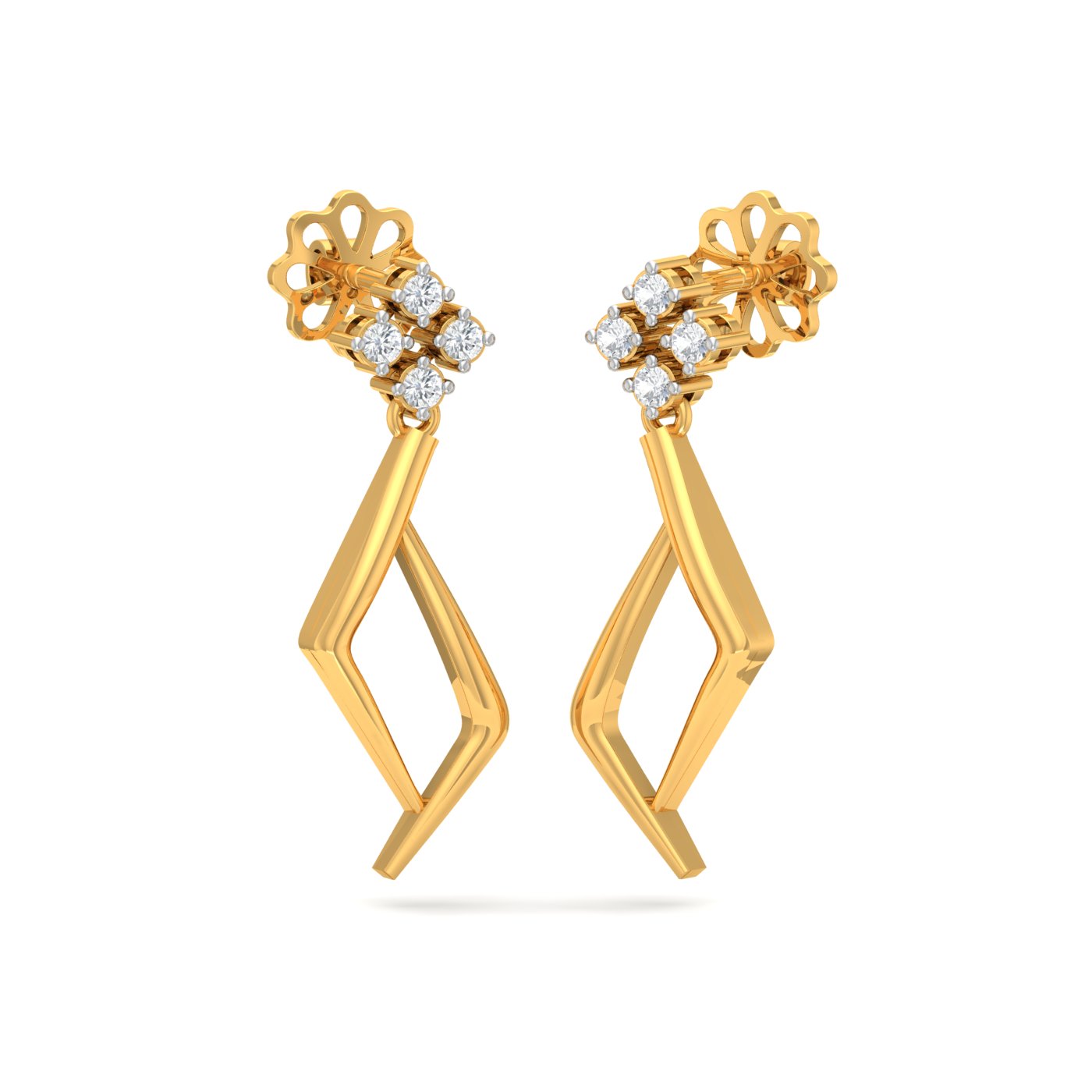 Gold Earrings Design in 2 Grams | RYLEE DIAMOND DROP EARRINGS
