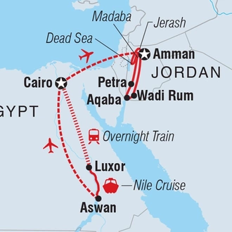 tourhub | Intrepid Travel | Classic Egypt & Jordan			 | Tour Map