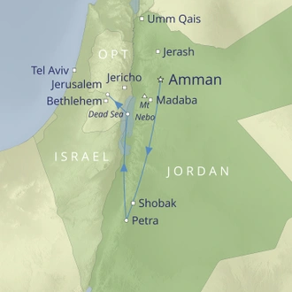 tourhub | Cox & Kings | The Wonders of Jordan & Jerusalem | Tour Map