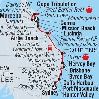tourhub | Intrepid Travel | East Coast Australia Adventure | Tour Map