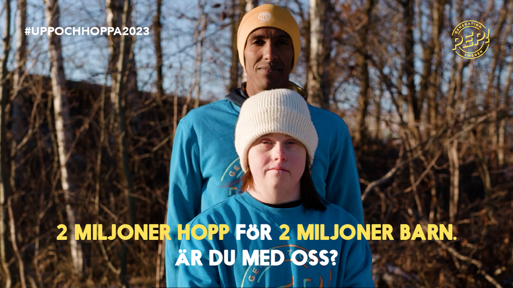 Mustafa Mohamed och Ida Johansson i kampanjen Upp och Hoppa 2023