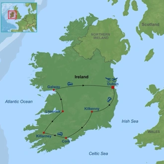 tourhub | Indus Travels | Highlights of Ireland | Tour Map