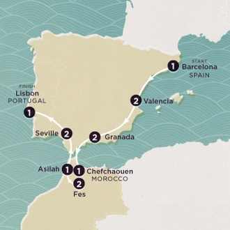 tourhub | Topdeck | Delve Deep: Spain, Portugal & Morocco 2025 | Tour Map