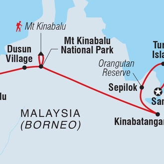 tourhub | Intrepid Travel | Sabah Adventure | Tour Map