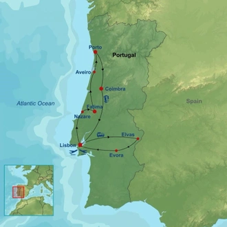 tourhub | Indus Travels | Treasures of Portugal | Tour Map