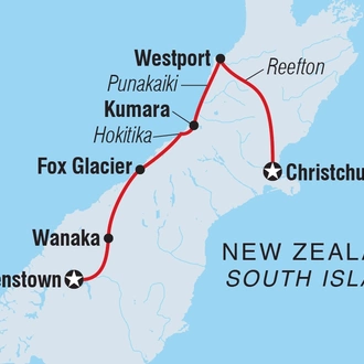 tourhub | Intrepid Travel | New Zealand West Coast Adventure | Tour Map