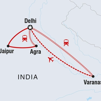 tourhub | Intrepid Travel | North India Highlights | Tour Map