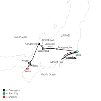 tourhub | Globus | Visions of Japan with Osaka | Tour Map