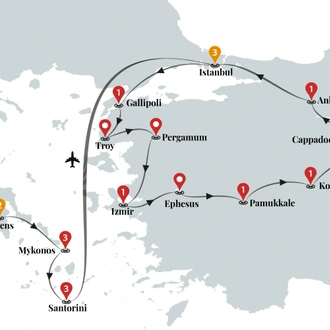 tourhub | Ciconia Exclusive Journeys | Wonders of Greek Islands & Turkey | Tour Map