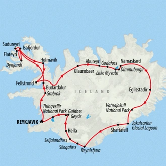 tourhub | On The Go Tours | Iceland Circle, Westfjords & Northern Lights - 12 days | Tour Map