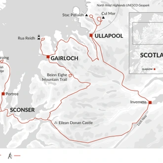 tourhub | Explore! | Walk the North West Highlands and Skye | Tour Map