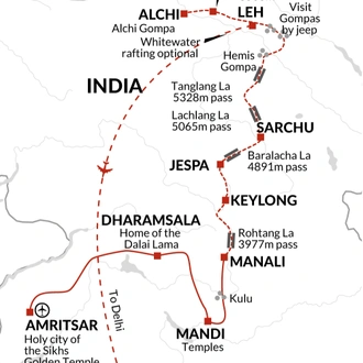 tourhub | Explore! | Discover India's Little Tibet | Tour Map