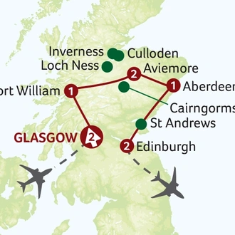 tourhub | Titan Travel | The Highlights of Scotland Tour - its history and culture uncovered | Tour Map