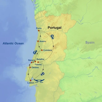 tourhub | Indus Travels | Picturesque Solo Portugal Tour | Tour Map