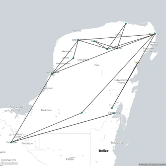 tourhub | Destination Services Mexico | Wonders of the Maya  | Tour Map
