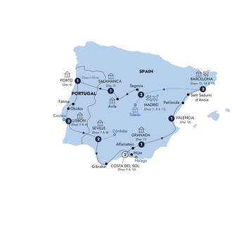 tourhub | Insight Vacations | Best of Spain & Portugal - End Barcelona, Small Group, Summer | Tour Map