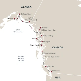 tourhub | HX Hurtigruten Expeditions | Wilderness, Glaciers & Culture | Southbound | Tour Map