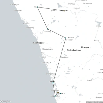 tourhub | Exodus Adventure Travels | Discover South India - Premium Adventure | Tour Map