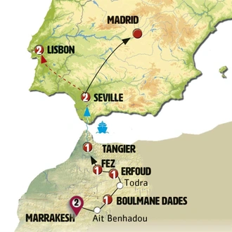 tourhub | Europamundo | From Marrakesh to Madrid | Tour Map