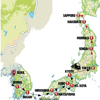 tourhub | Europamundo | Classical Korea and Japan | Tour Map