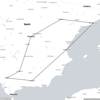 tourhub | Julia Travel | 10-Day Tour to Madrid with Andalusia & Mediterranean Coast | Tour Map