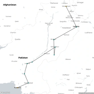 tourhub | Encounters Travel | KARACHI to LAHORE (15 days) Indus Domes & Deserts | Tour Map