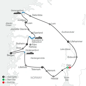 tourhub | Globus | Scenic Norway | Tour Map