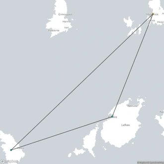 tourhub | Destination Services Greece | Island Hopping, A Glimpse of the Cyclades: Mykonos, Sifnos & Paros | Tour Map