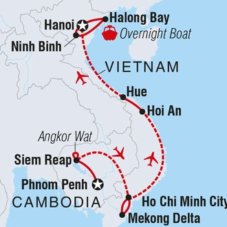 tourhub | Intrepid Travel | Classic Cambodia & Vietnam | Tour Map