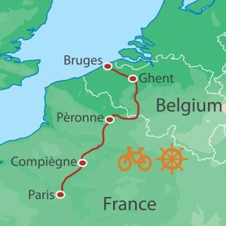 tourhub | UTracks | Paris to Bruges Bike and Barge | Tour Map