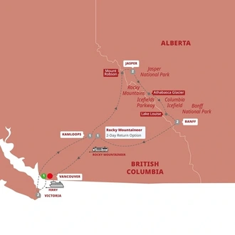 tourhub | Trafalgar | Spectacular Canadian Rockies with Rocky Mountaineer (Silverleaf) | Tour Map