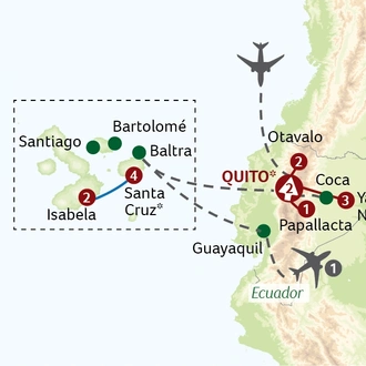 tourhub | Titan Travel | Ecuador - Andes, Amazon and Galapagos Islands | Tour Map