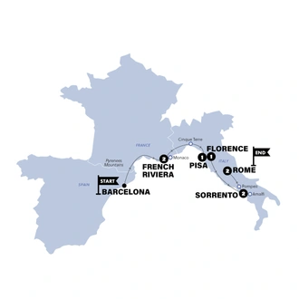 tourhub | Contiki | Barcelona to Rome Quest | Winter 2025/2026 | Tour Map