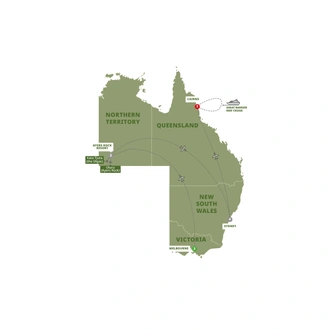 tourhub | Trafalgar | Aboriginal Culture & Australian Highlights | Tour Map