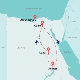 tourhub | Travel Talk Tours | Amazing Egypt By Land  (5 & 4 Star Hotels) | Tour Map