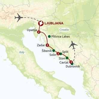 tourhub | Saga Holidays | Classic Croatia - Star of the Adriatic | Tour Map