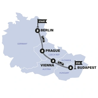 tourhub | Contiki | Berlin to Budapest by Train | Winter | 2025/2026 | Tour Map