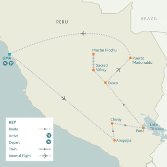 tourhub | Riviera Travel | Grand Tour of Peru & the Amazon | Tour Map