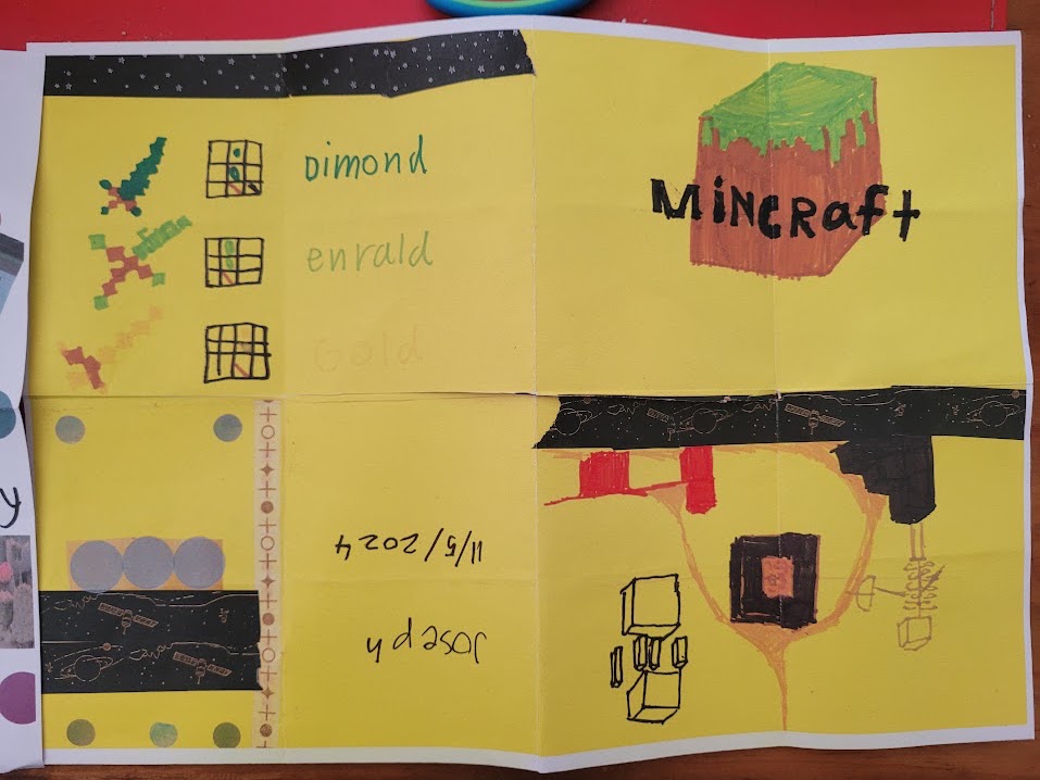 Minecraft zine created using hand drawn illustrations and washi tape