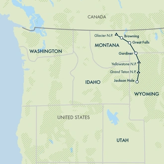tourhub | Exodus Adventure Travels | Yellowstone Walks & Wolves - Camping Edition | Tour Map