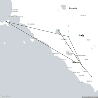 tourhub | Travel Editions | Villas and Gardens of Rome and Lazio Tour | Tour Map